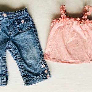 Baby Gap 12-18month rose shirt and jeans bundle